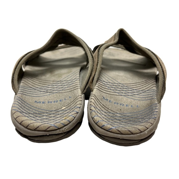 MERRELL BUNGEE Tan Genuine Leather Suede Slides Flip Flops Sandals Sporty sz 7 - Picture 6 of 16